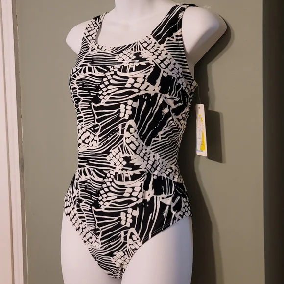 Emily B. Black white swim NWT - Picture 2 of 11